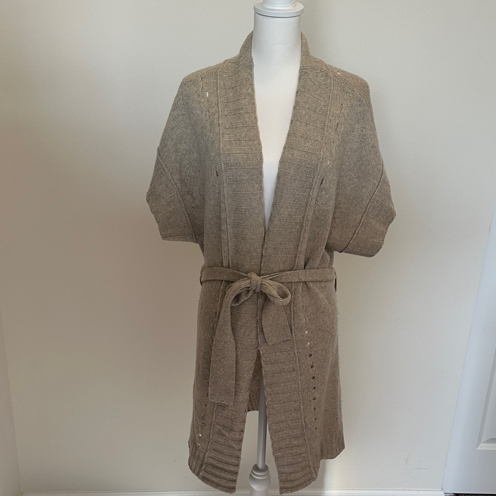 James Perse Taupe Belted Cardigan Size 3